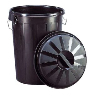 CUBO INDUTRIAL PLASTICO NEGRO CON TAPA