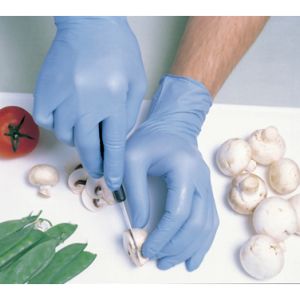 GUANTE DESECHABLE NITRILO AZUL SIN POLVO (100 UDS)