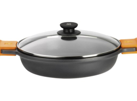 COCOTTE BASSE EN FONTE D'ALUMINIUM AVEC COUVERCLE EFFICACE