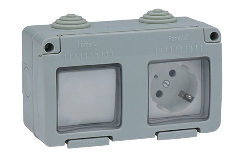 BASE ENCHUFE + CONMUTADOR ESTANCO