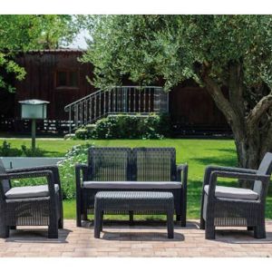 SET ROTIN RÉSINE ANTHRACITE