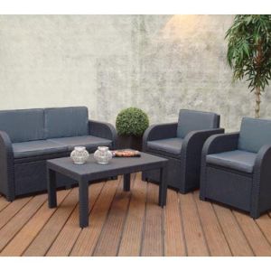 SET ROTIN RÉSINE ANTHRACITE
