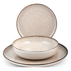 SERVICE DE TABLE 12 PIÈCES EN PORCELAINE PERLÉE