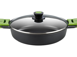 COCOTTE BASSE EN FONTE D'ALUMINIUM AVEC COUVERCLE AVANT