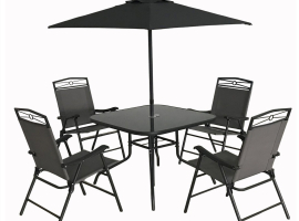 CONJUNTO MESA+4 SILLONES+PARASOL