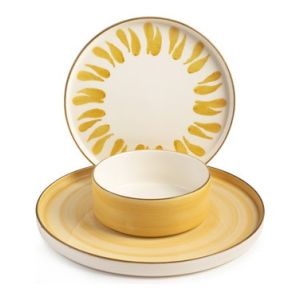 SET 3 PLATOS 1 SERVICIO CERAMICA DECORADA
