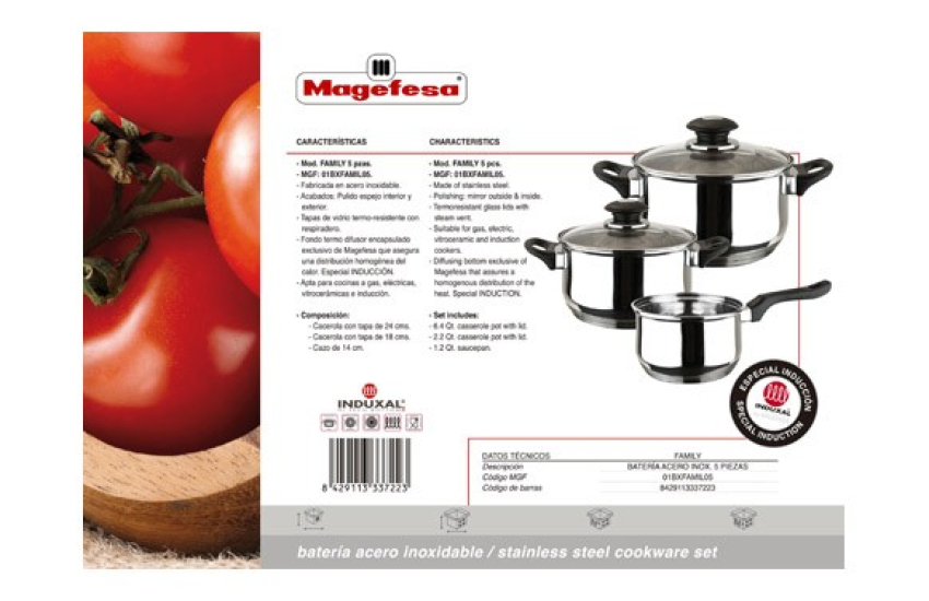 SERPENTIN EN ACIER INOXYDABLE AVEC COUVERCLE EN VERRE À INDUCTION