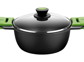 COCOTTE EN FONTE D'ALUMINIUM COUVERCLE EN VERRE AVANT