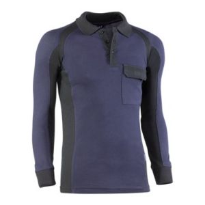 POLO MANCHES LONGUES FLEX PIQUÉ MARINE / NOIR
