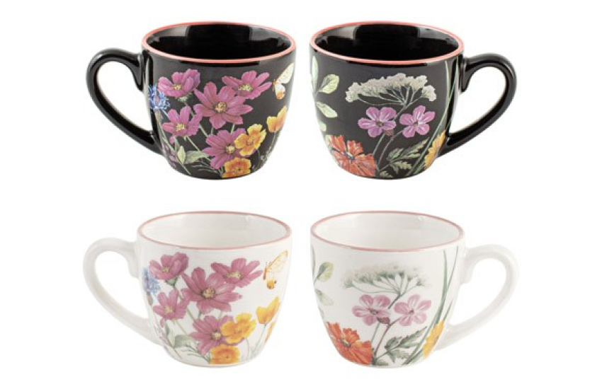 TAZA NEW BONE CHINA CAROLINE MIX BLANCO NEGRO