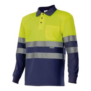 POLO BICOLORE À MANCHES LONGUES À HAUTE VISIBILITÉ