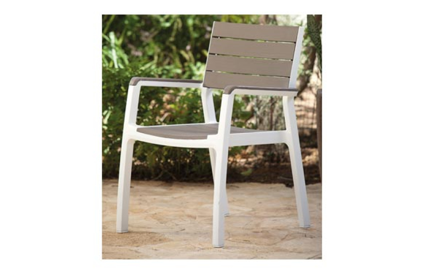 FAUTEUIL EN RÉSINE AVEC ACCOUDOIRS BLANC/CAPPUCCINO FAUTEUIL EN RÉSINE AVEC ACCOUDOIRS BLANC/CAPPUCCINO