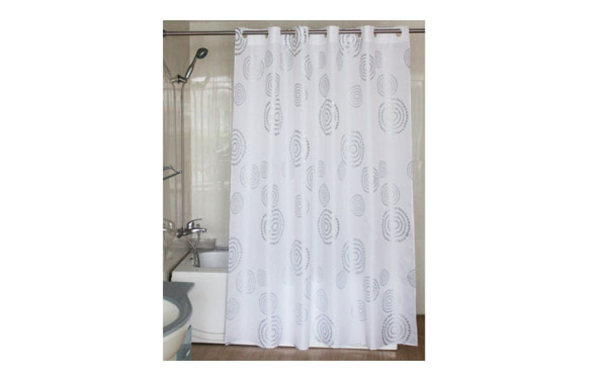 RIDEAU DE DOUCHE EN POLYESTER SPIRALÉ ARGENTÉ RIDEAU DE DOUCHE EN POLYESTER SPIRALÉ ARGENTÉ