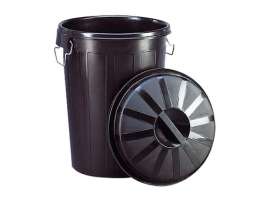 CUBO INDUSTRIAL PLASTICO NEGRO CON TAPA