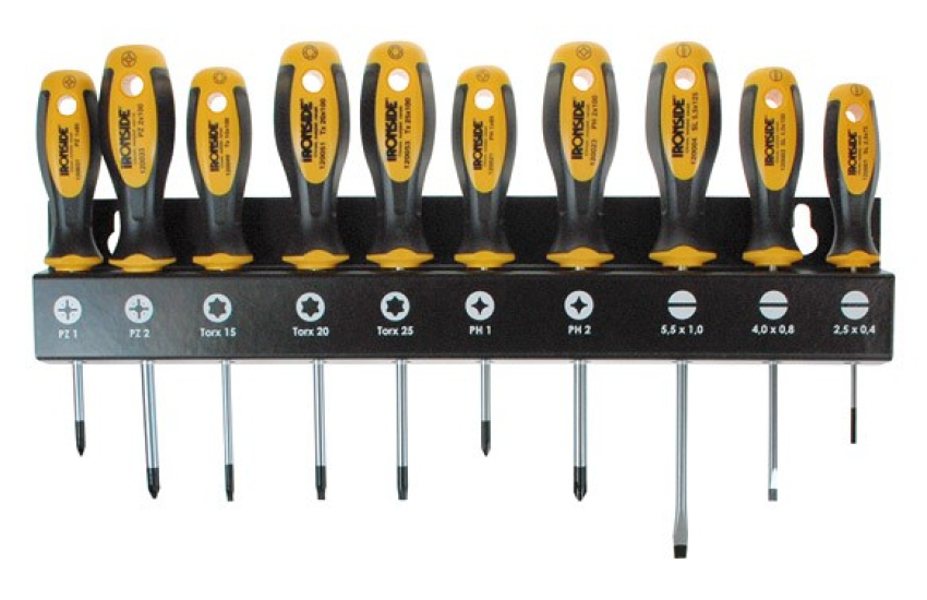 JEU DE TOURNEVIS 10 PIÈCES AVEC SUPPORT MÉTALLIQUE