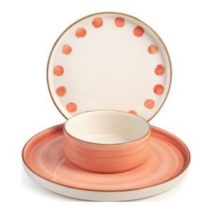 SET 3 PLATOS 1 SERVICIO CERAMICA DECORADA