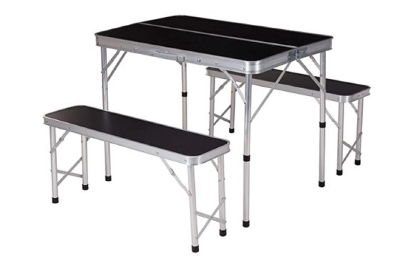 TABLE DE CAMPING PLIANTE + 2 BANCS DE PIQUE-NIQUE
