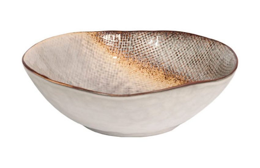 GRÈS BICOLORE - ASSIETTE CREUSE IRRÉGULIÈRE